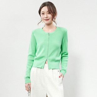 QR春装 短款 2026新款 减龄修身 针织外套女 时尚 Outlets专柜撤柜正品