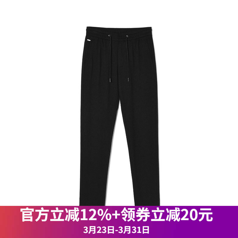 Outlets专柜高端男装ASN春装新款时尚潮流小脚裤松紧腰长裤休闲裤