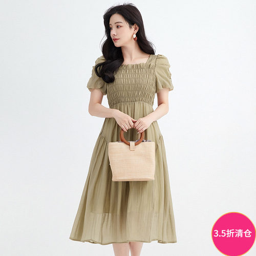 气质修身中长连衣裙女