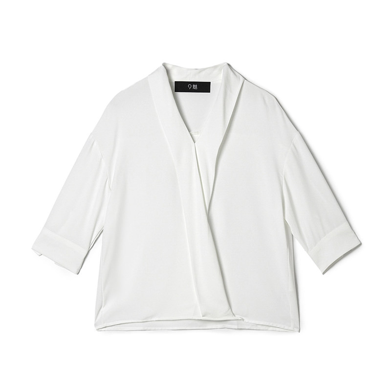 通勤五分袖上衣纯色衬衫