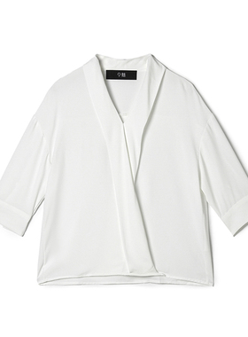 2025年夏装Outlets专柜 UW系列职场通勤五分袖上衣纯色套头衬衫女