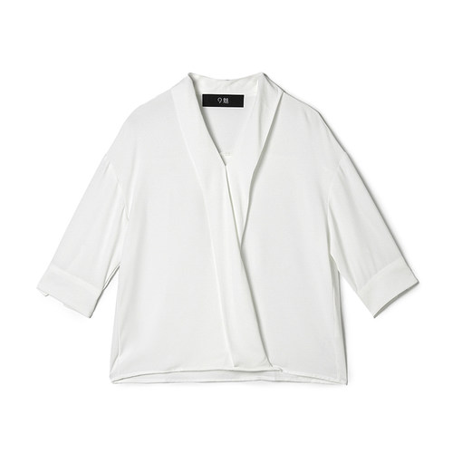 通勤五分袖上衣纯色衬衫