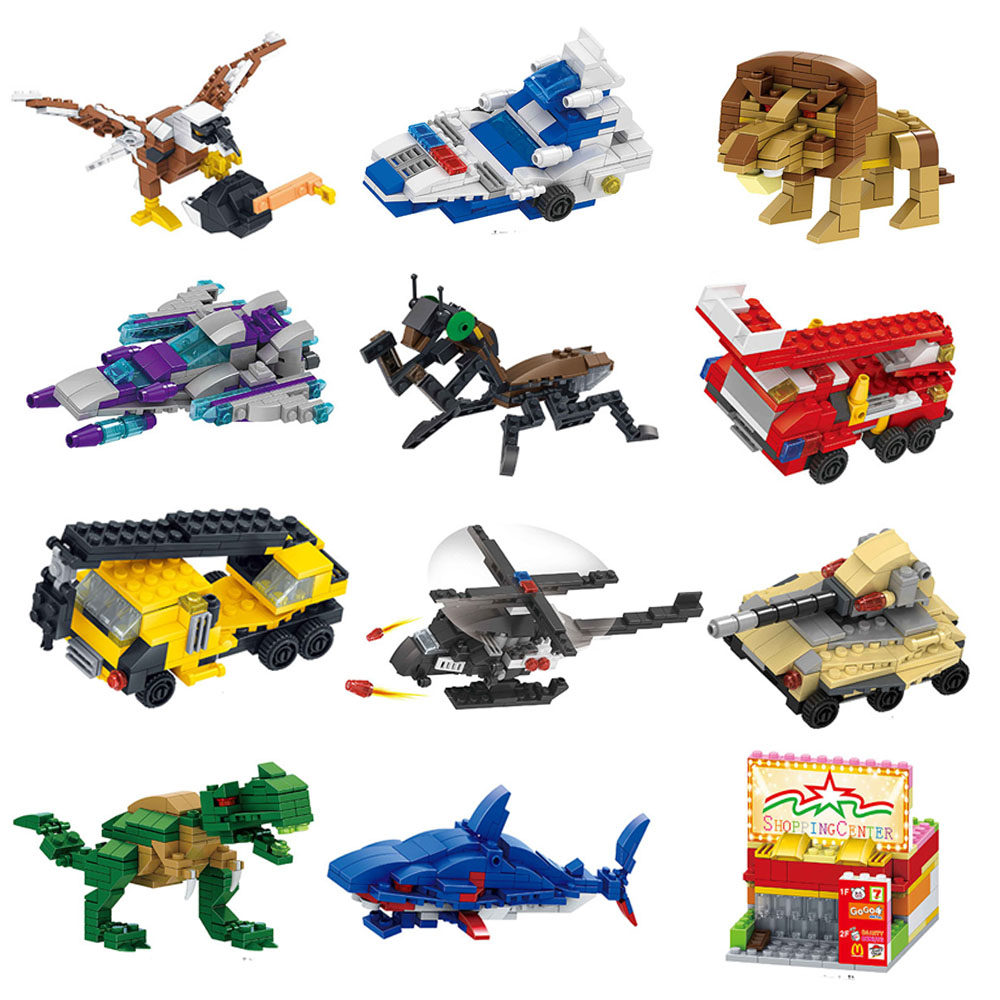 6合1小颗粒积木拼装飞船坦克扭蛋