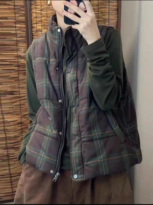 新款棉马甲外套新款翻领宽松设计感保暖无袖百搭马甲上衣休闲潮流