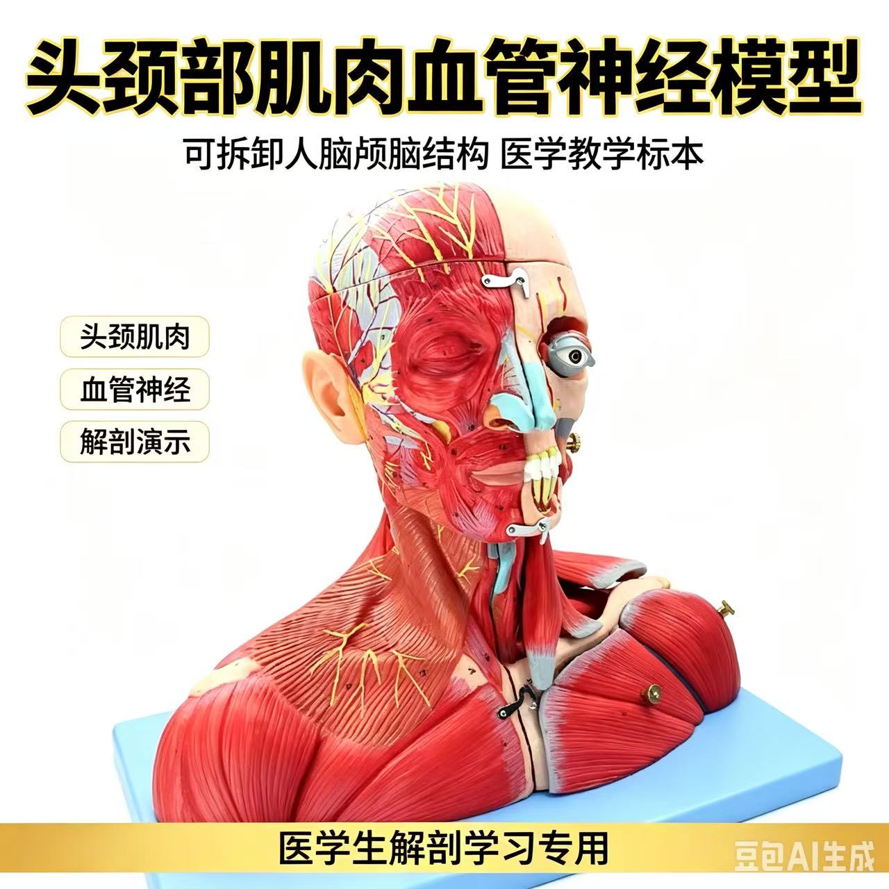 头颈部肌肉解剖模型可拆卸颅脑人