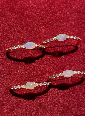 日式轻珠宝 天然欧泊925纯银日系小众轻奢精致纤细小戒指女