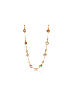 纯银宫廷复古幻彩流金锆石项链女