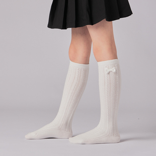 女童中筒袜棉袜深蓝校服袜白色棉袜儿童藏青色长袜春秋学生小腿袜