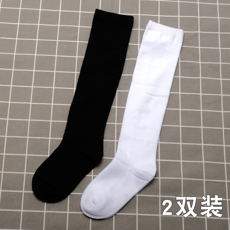 春秋款棉袜黑色条纹无骨长筒袜