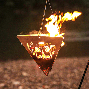 户外烧烤吊架不锈钢三角篝火炉露营焚火炉台野炊柴火炉便捷炭火炉