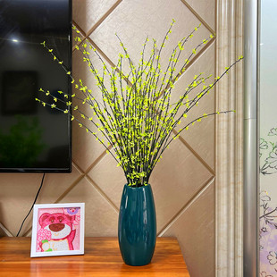 仿真花春柳绿叶假花客厅插花柳枝柳芽漂雪干花桌面摆件装饰品花束