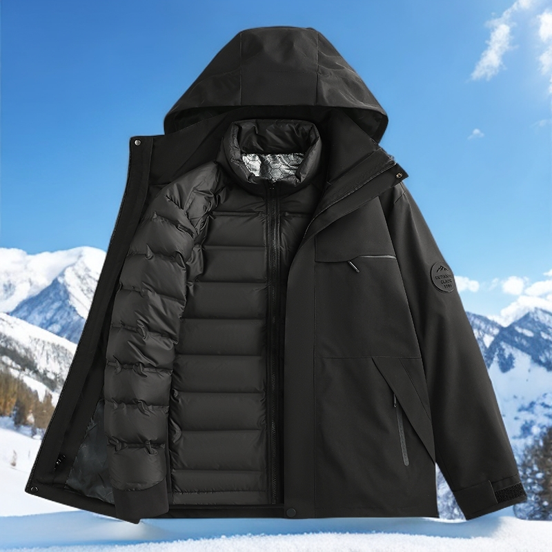 悍路者新国标90羽绒服冲锋衣三合一可拆卸内胆防风防水定制印logo