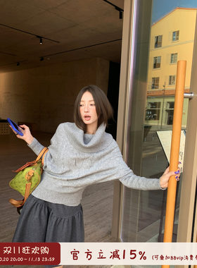 oooodd  长袖常规款复古风高领套头毛衣宽松型纯色柔软毛衣女