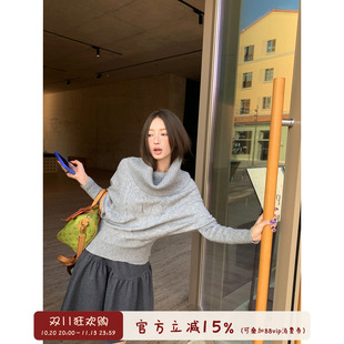 oooodd  长袖常规款复古风高领套头毛衣宽松型纯色柔软毛衣女