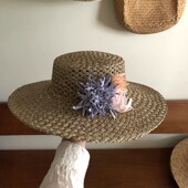繁花系列春夏新品 平顶大帽檐小众时尚 海边度假礼帽甜美草帽女