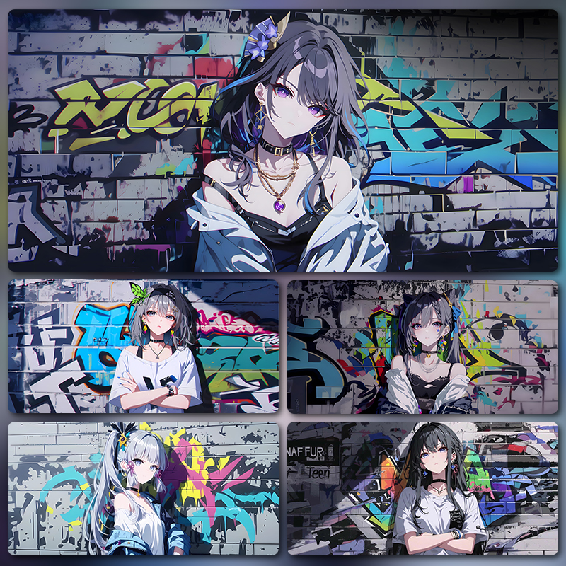 涂鸦墙鼠标垫超大号fps游戏动漫电竞电脑桌垫办公专用键盘垫定制