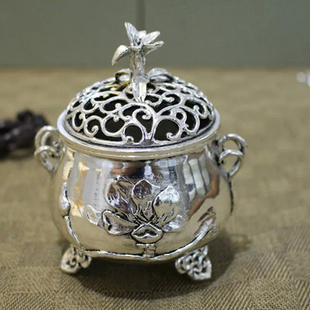 茶具 铜胎镀银 香炉 日本工艺 台湾衡连正品 香熏 木棉花香炉