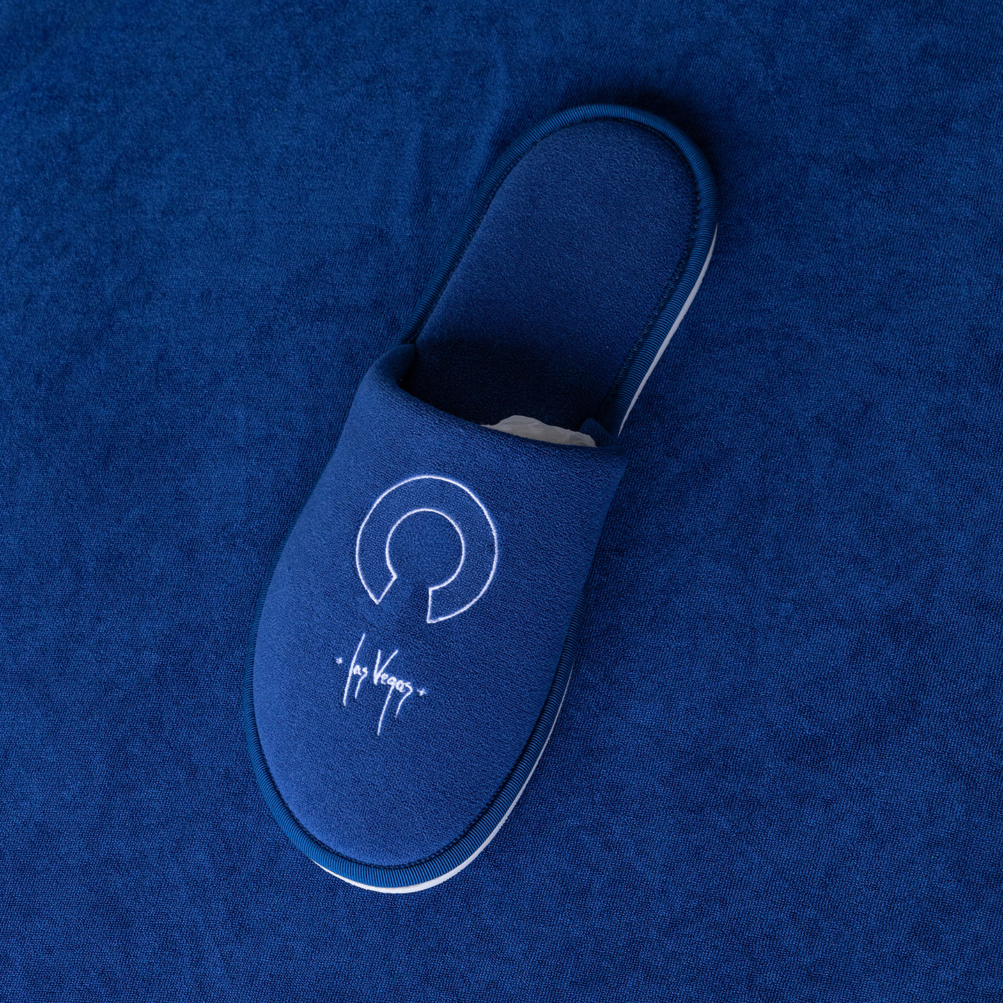 thumbnail for [Multi-Color Development] CRAPER horseshoe Sanskrit embroidered cross LasVegas limited blue hotel slippers