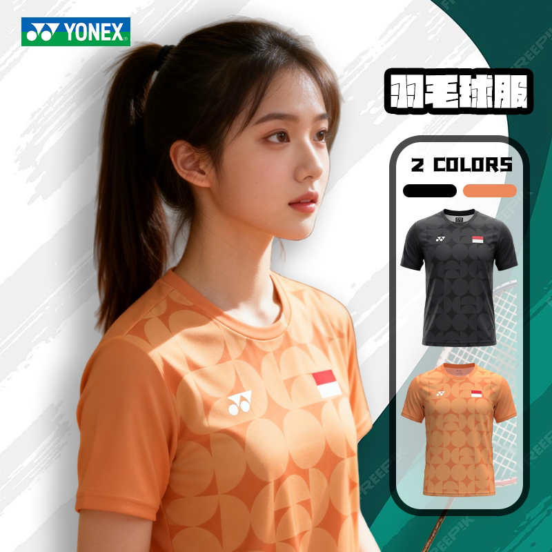 YONEX/尤尼克斯速干透气运动短袖T恤yy印尼大赛服羽毛球服-26023