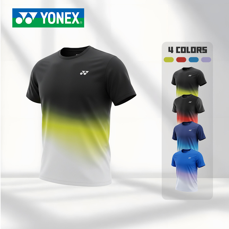 YONEX/尤尼克斯羽毛球服速干透气运动短袖yy纯色渐变文化衫-3241
