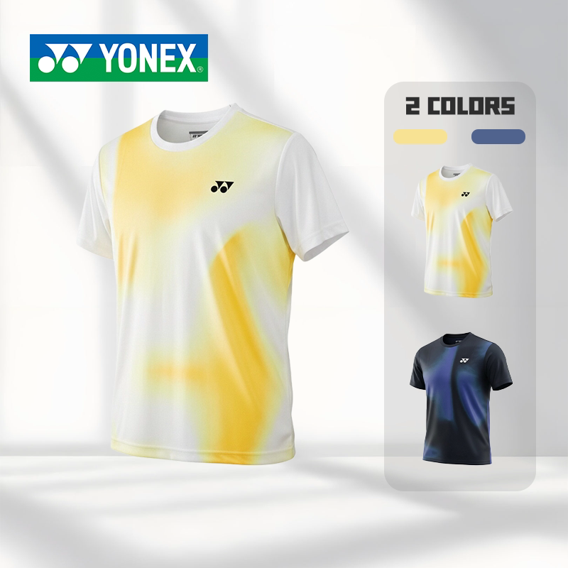 YONEX/尤尼克斯羽毛球服速干透气文化衫yy渐变晕染运动上衣-3070