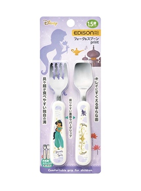 日本本土宝宝不锈钢勺子叉子EDISON爱迪生妈妈本土勺叉套装