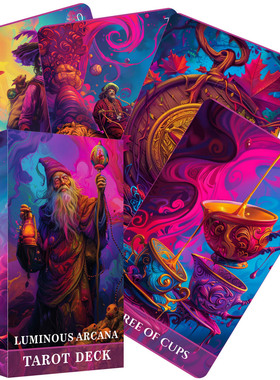 12X7cm Luminous Arcana Tarot原创霓虹塔罗牌英文塔牌天地盖