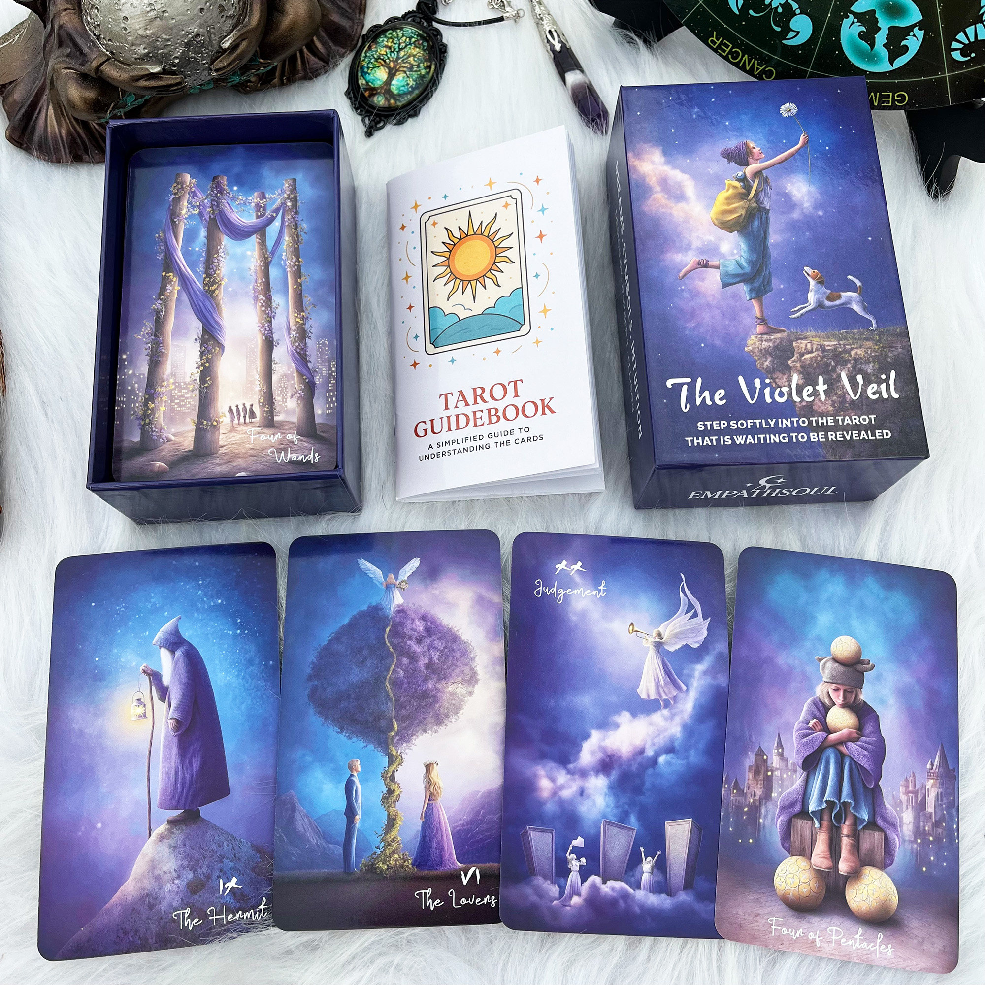 紫色梦幻塔罗牌英文卡牌游戏