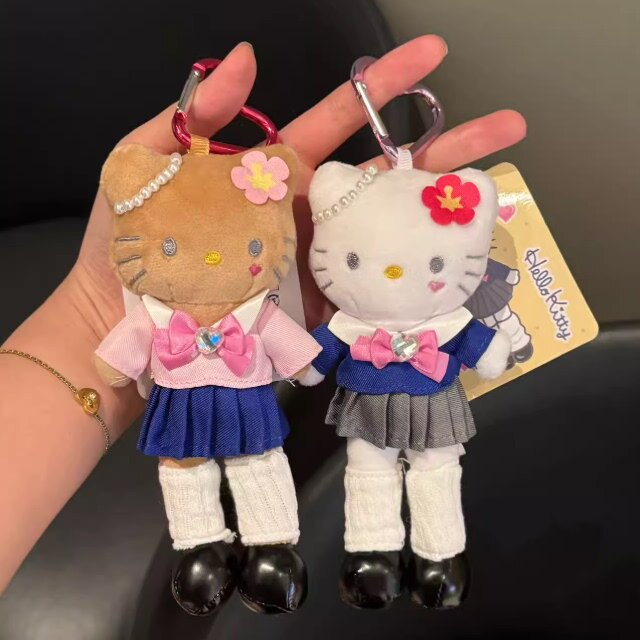 日本代购奚梦瑶同款百褶制服长腿kitty小挂件可爱包包挂饰钥匙扣