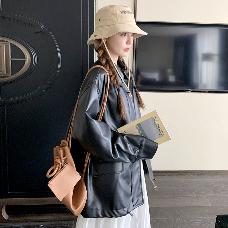 春装现货酷炫机车pu皮衣休闲夹克外套女202-713-P145K238，女装皮衣，浙宝202