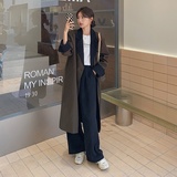 中长款小众拼色风衣外套女春季2025年新款气质韩版宽松时尚大衣潮，女装西装，浙宝202