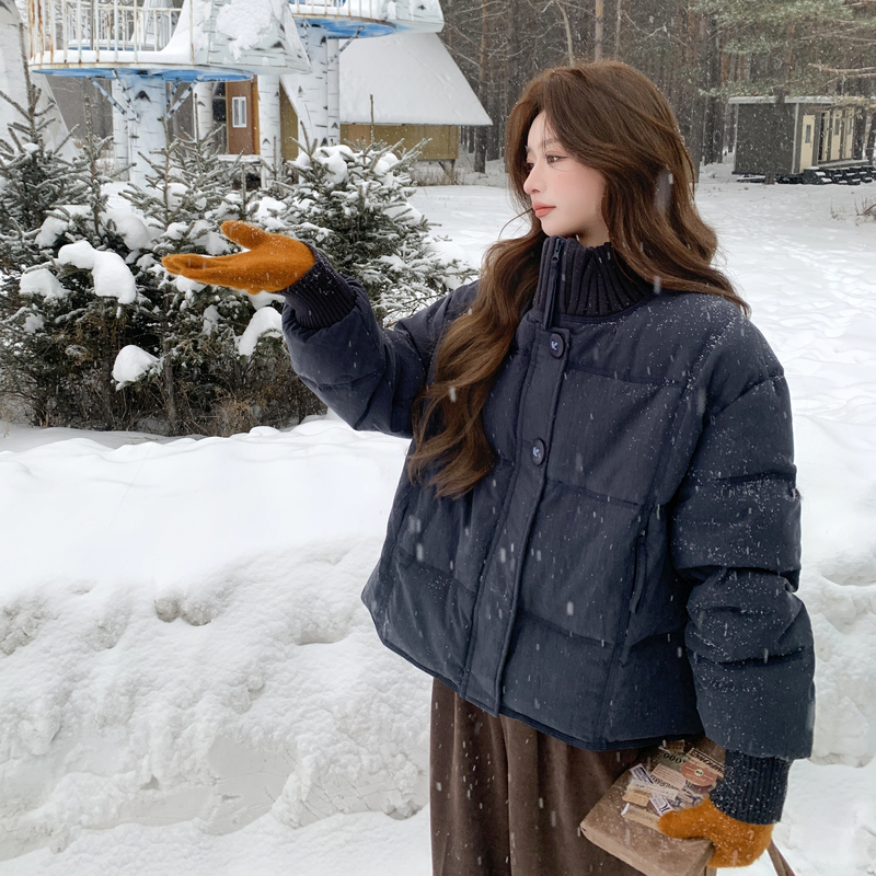 新款保暖短款韩版拼接羽绒服女外套202-5653-P345-K499-50绒，女装羽绒服，浙宝202