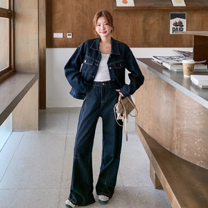 韩版复古牛仔外套休闲裤套装女2025春秋季新款显瘦气质百搭两件套，女装套装/套裙，浙宝202