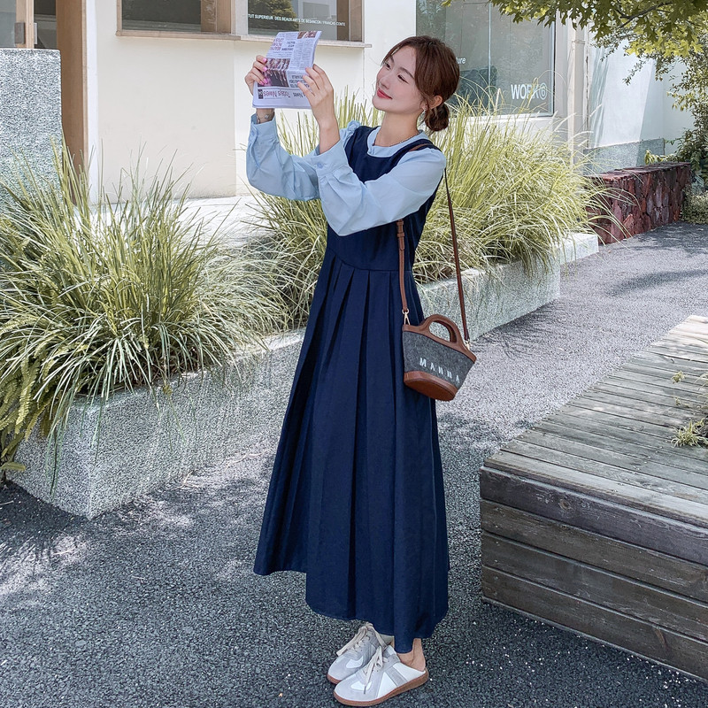 秋装新款现货韩版撞色拼接长款长袖连衣裙202-2596-P155K228,女装连衣裙,浙宝202