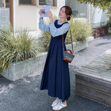 现货春装韩版撞色拼接长款长袖连衣裙202-2596-P155K248，女装连衣裙，浙宝202