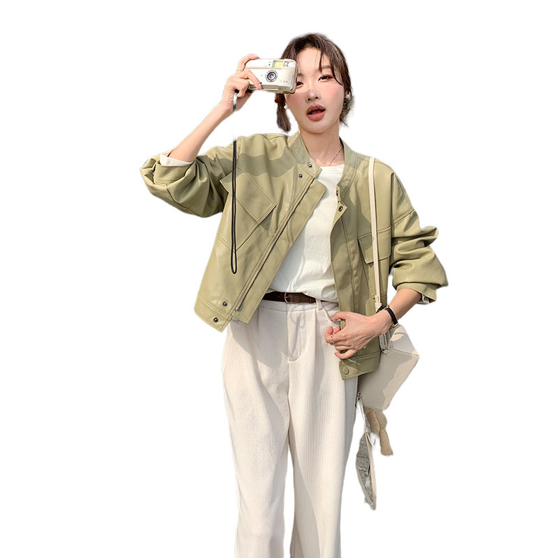 数据好秋装现货时尚休闲PU皮皮衣短外套女202-2404-P145K198,女装皮衣,浙宝202