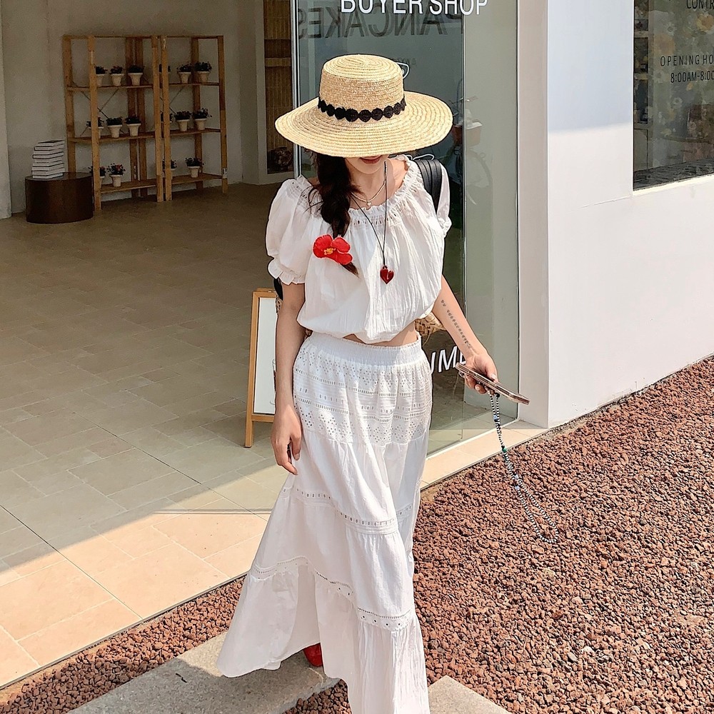 森系轻薄上衣高腰半身裙套装女2025夏季新款设计感甜美减龄两件套，商品下架区商品下架区，浙宝202