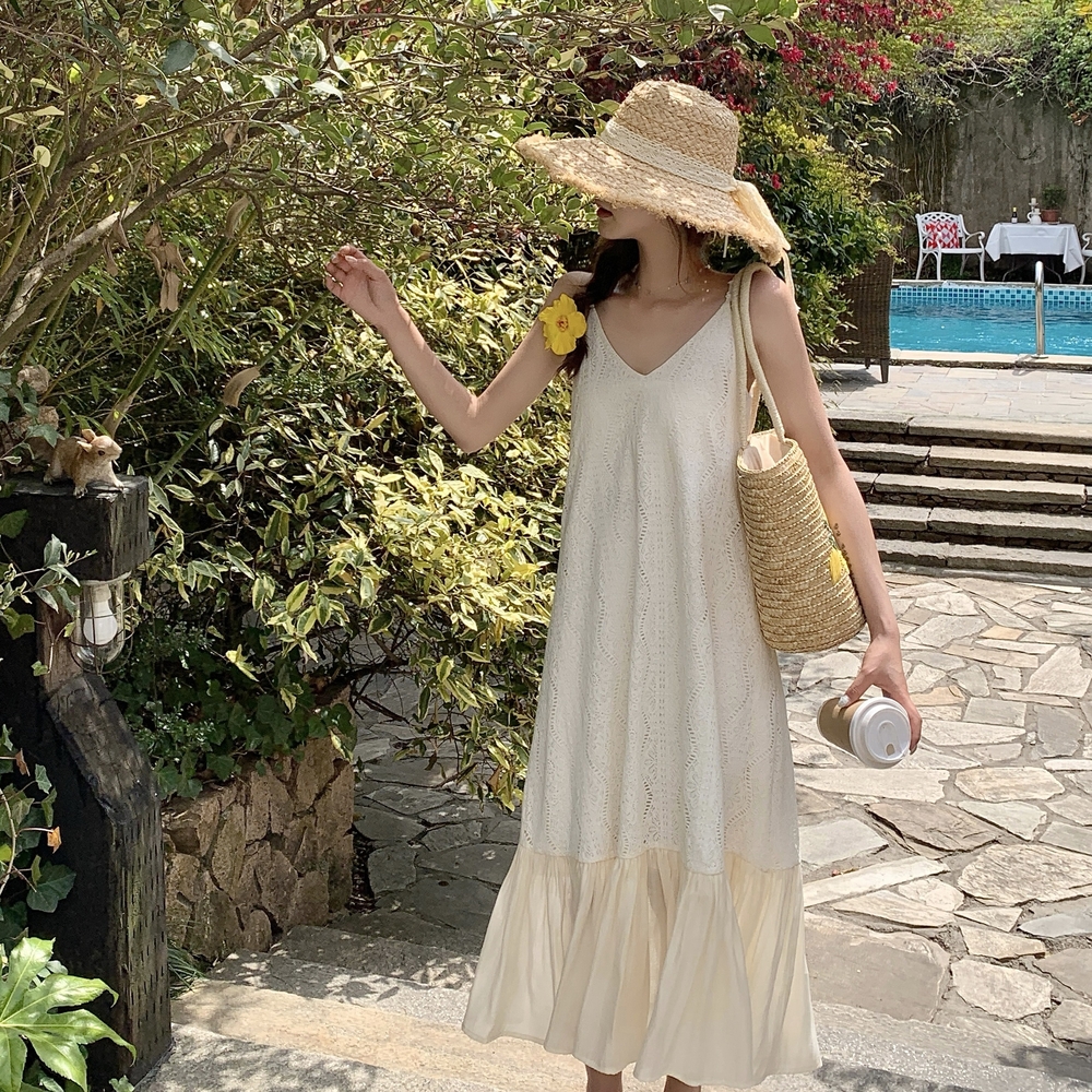 现货初恋白月光仙女裙吊带绣花连衣裙202-2560-P135控198，商品下架区商品下架区，浙宝202