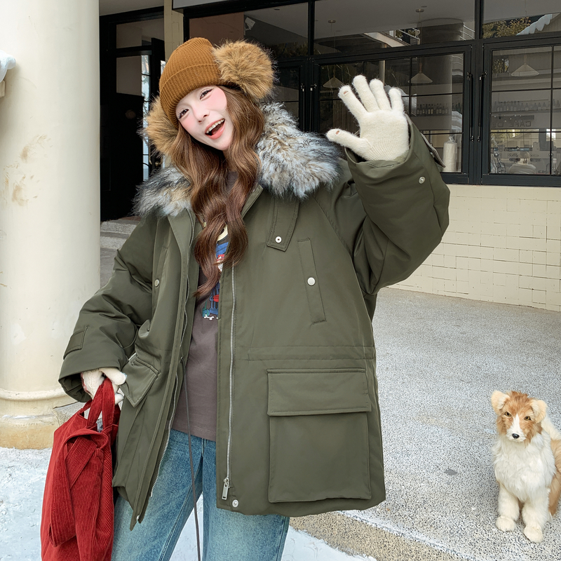 新款冬装工装派克真毛领羽绒服90绒202-5646-P435-K658，女装羽绒服，浙宝202