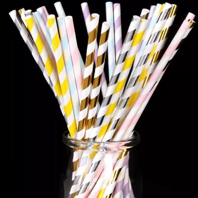 彩色纸吸管一次性可降解甜品台装饰道具环保创意派对儿童孕妇家用