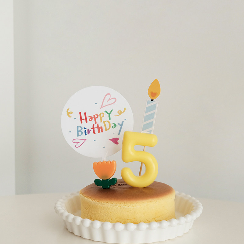 ins数字生日蜡烛宝宝周岁百天庆生派对聚会可爱彩色蛋糕装饰套装