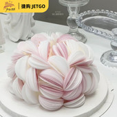 成品白色粉色圆形糯米纸蛋糕装 饰插件可食用威化纸生日烘焙摆件