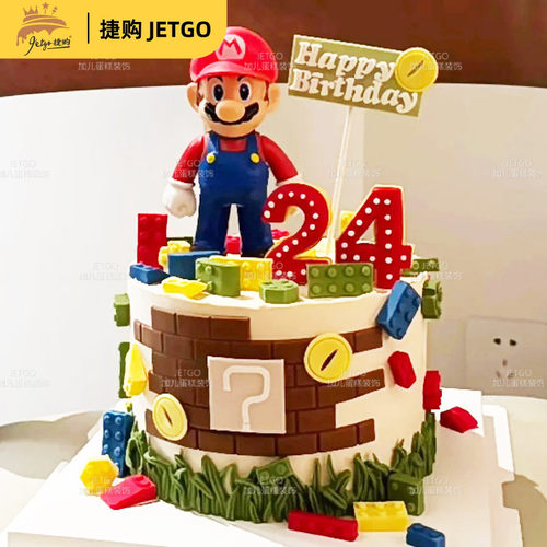 马里奥蛋糕摆件超级玛丽生日装饰