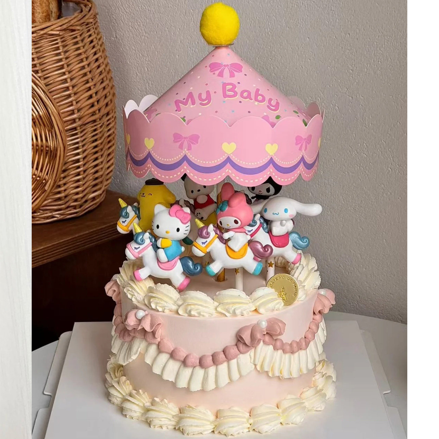 三丽鸥旋转木马悬浮桩双层蛋糕打桩支架粉色美乐蒂骑马摆件蛋糕架,厨房/烹饪用具,其它烘焙器具,淘宝优惠券,粉丝福利购,淘宝优惠卷