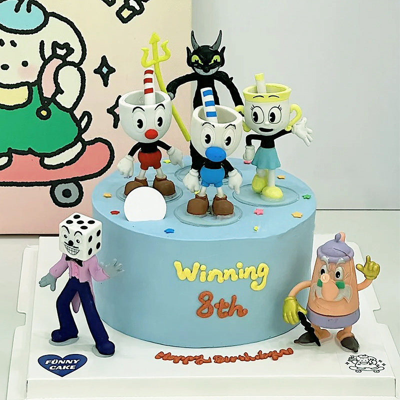 茶杯头蛋糕装饰摆件卡通Cuphead