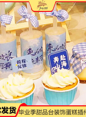 牙签旗前程似锦双面小旗蛋糕甜品汉堡装饰小旗冰粉小插旗水果旗子