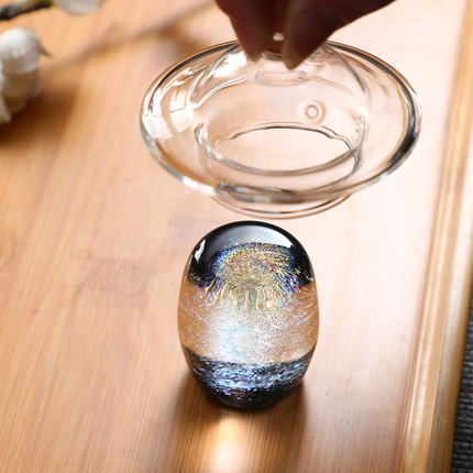 品盏堂星空盖置彩色玻璃盖置高端盖碗茶具盖托创意茶道零配件摆件