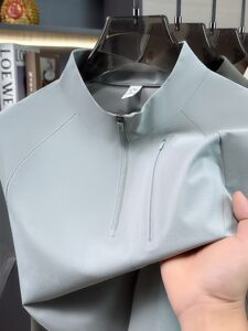 半拉链高弹速干短袖T恤男款篮球运动户外透气跑步立领休闲上衣潮