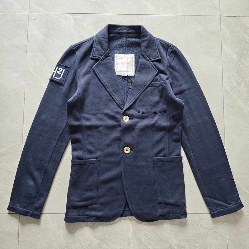 hydrogen正品男装休闲西装加绒纯棉修身男外套春秋款刺绣西服