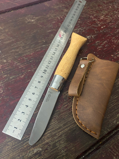 法国外贸库存8号不锈钢圆头榉木折叠刀高硬度便携随身水果刀餐刀